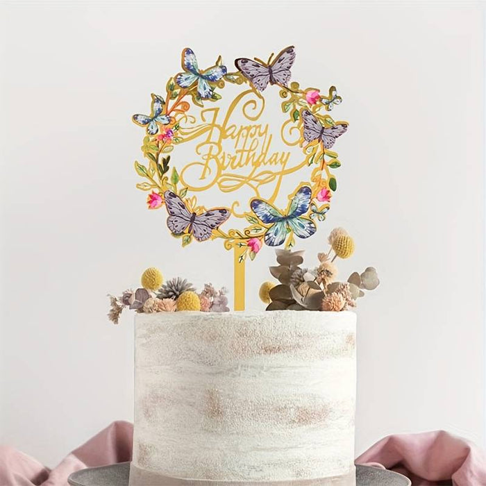 Cake Topper - Happy Birthday Butterflies