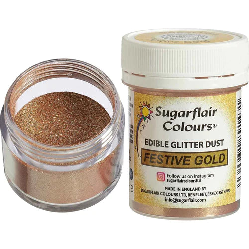 Sugarflair Festive Gold Edible Glitter Dust 10g E171 Free