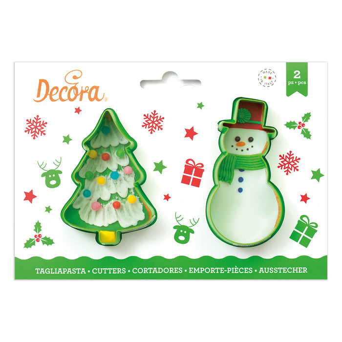 Christmas tree and snowman pastry cutter