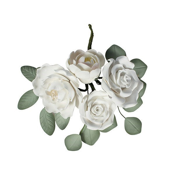 Ranunculus & Rose Flower Spray White - 140 X 160mm