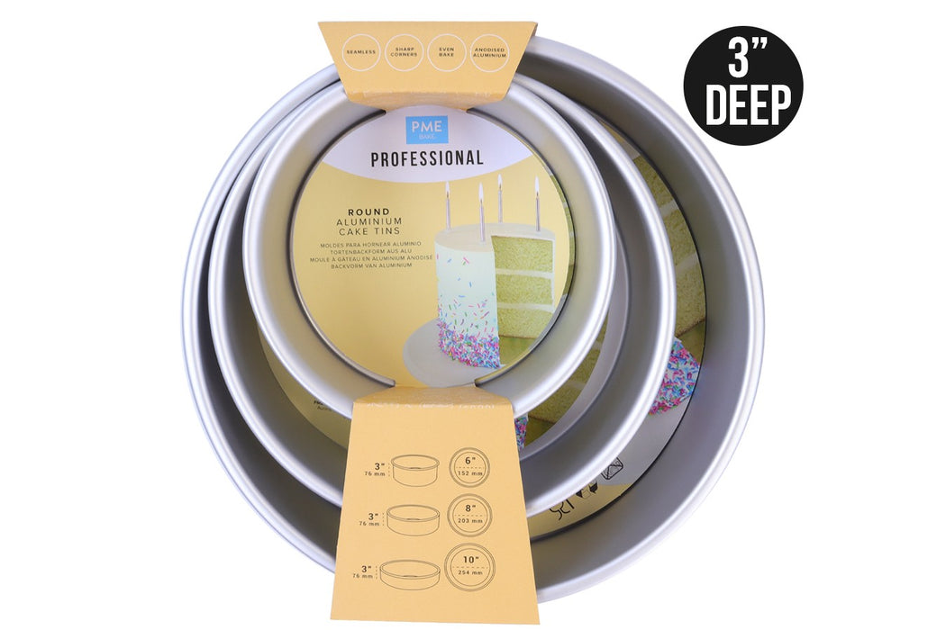 PME : 3" Deep Round Cake Tins - Set of 3