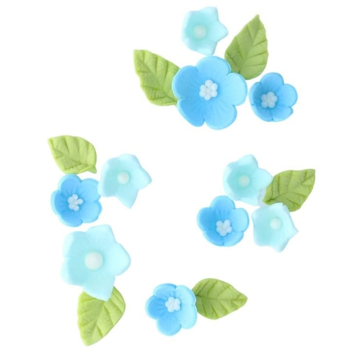 Blue Flower And Leaves - 16 Pieces