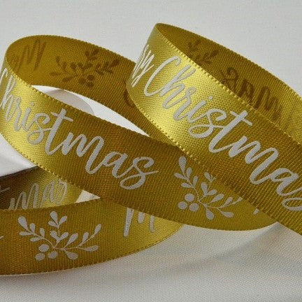 15mm Gold Merry Christmas 10 Mtr
