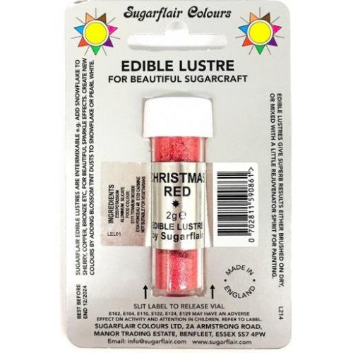Sugarflair - Edible Lustre - Christmas Red - 2g E171 Free