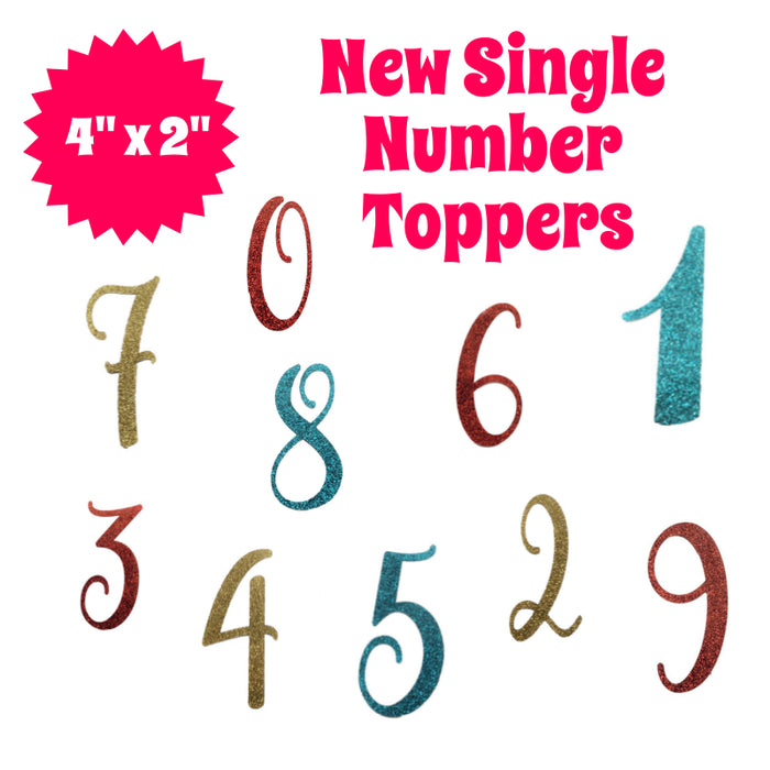 Single Number Toppers 4" x 2"