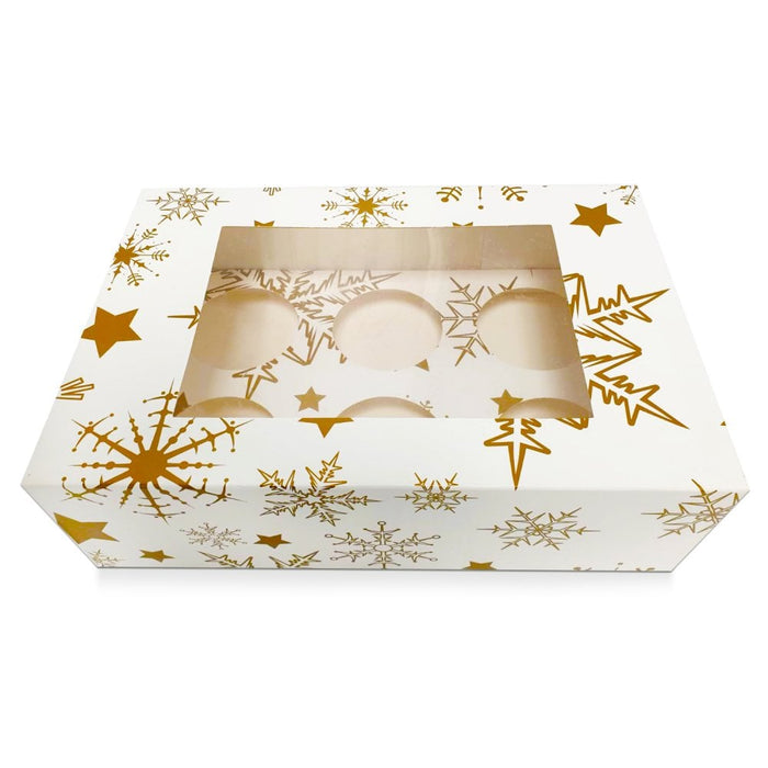 6 Gold Stars Satin Cupcake Box