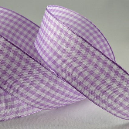25mm Gingham Lilac 5 Mtr