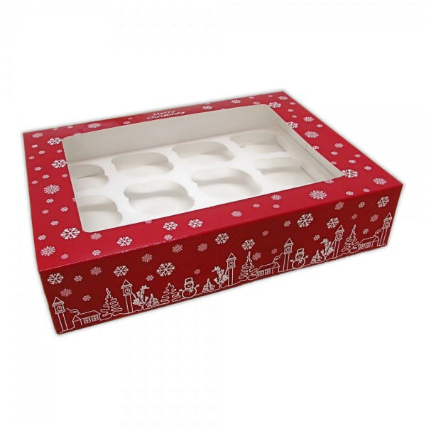 Christmas 12 Cupcake Box 3" High (Bulk Available)