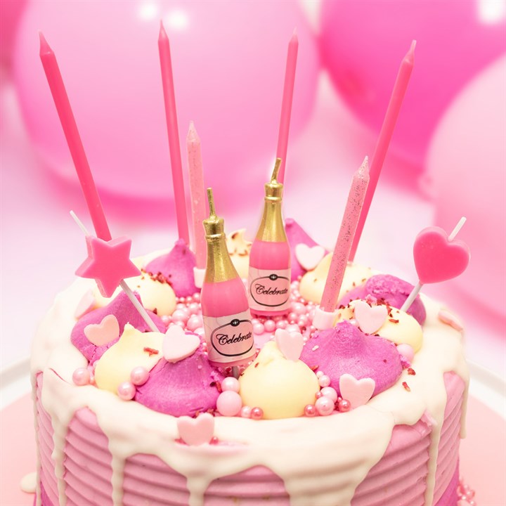 10 Pink Fizz Cake Topper Candles