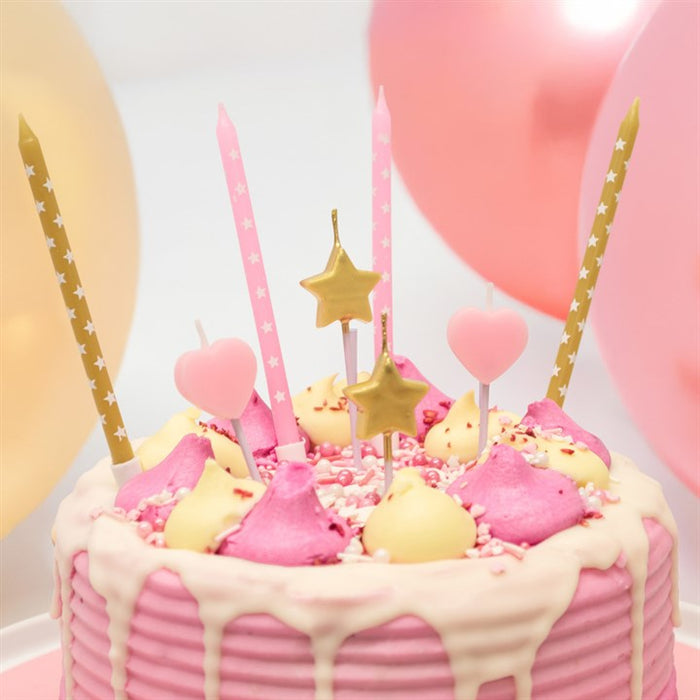 8 Stars & Hearts Cake Topper Candles