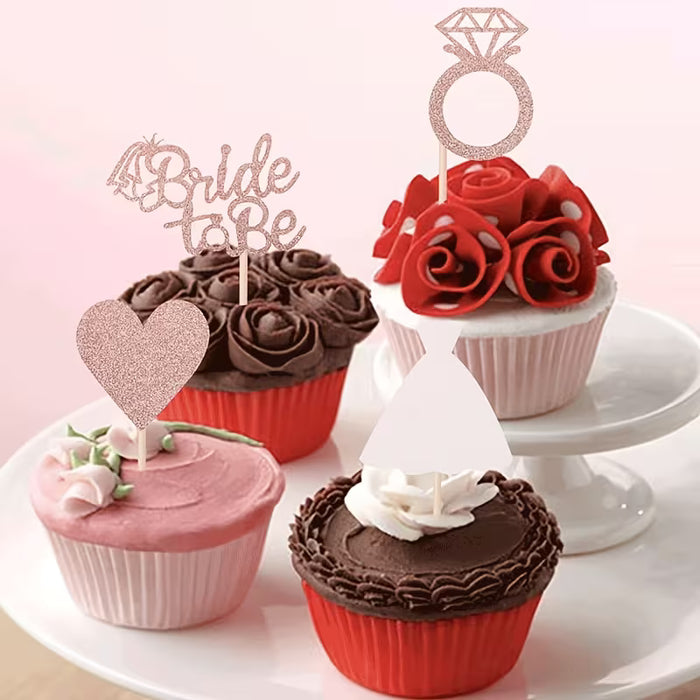 Cupcake "Bride to be" Toppers 8pc