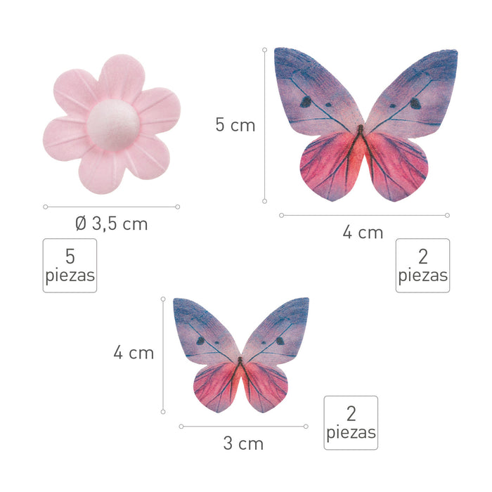 Wafer Rose Flowers- Lilac Butterflies