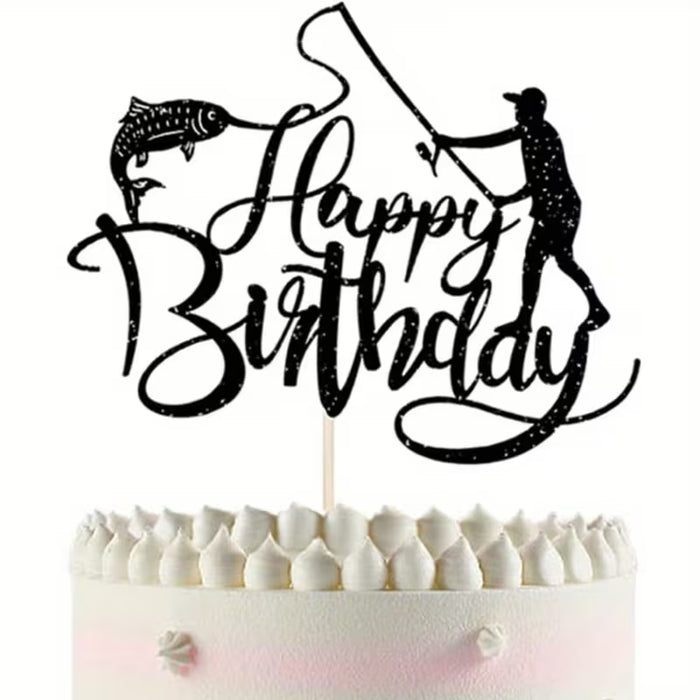 Happy Birthday Fishing Topper 4.5" x 5.5"