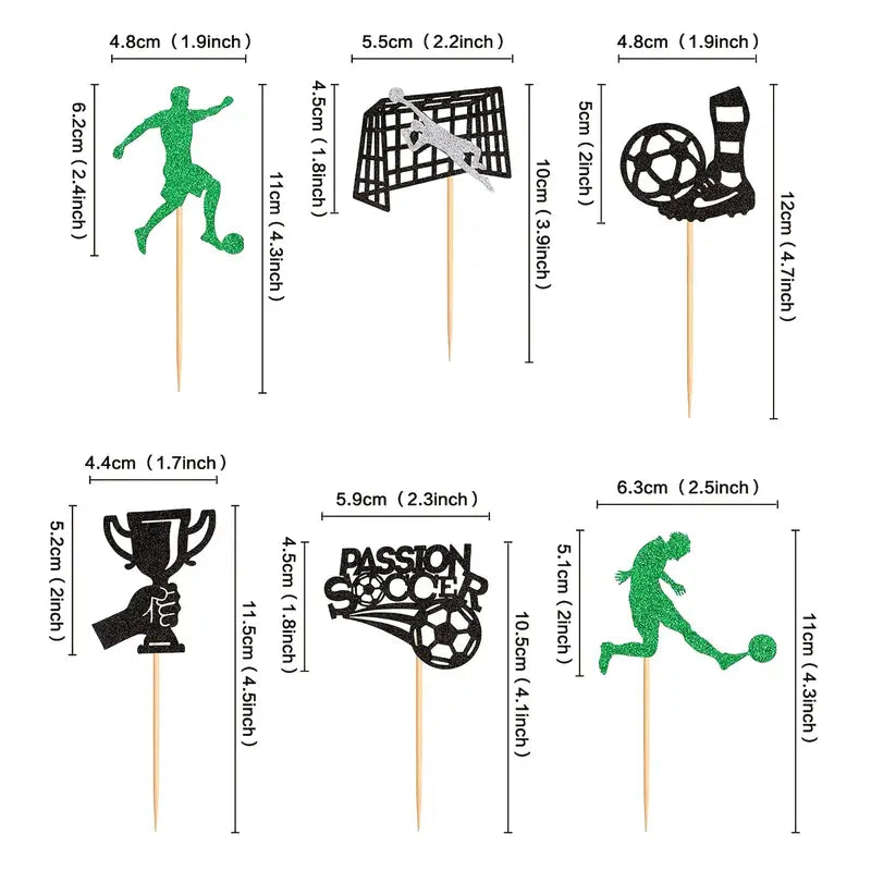 Football Various 6 Piece Cupcake Toppers