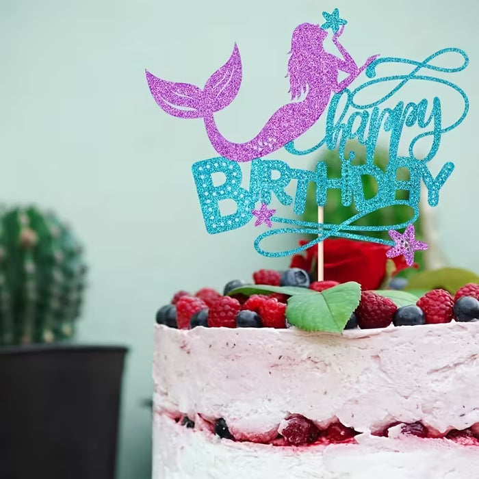 Happy Birthday Mermaid Topper 6.5" x 5.5"