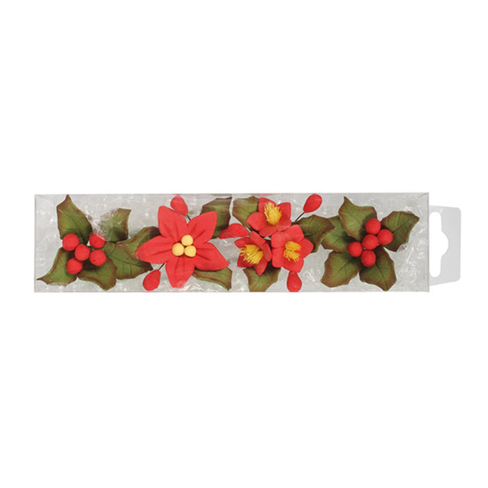 House Of Cake Mini Poinsettia Spray - Red