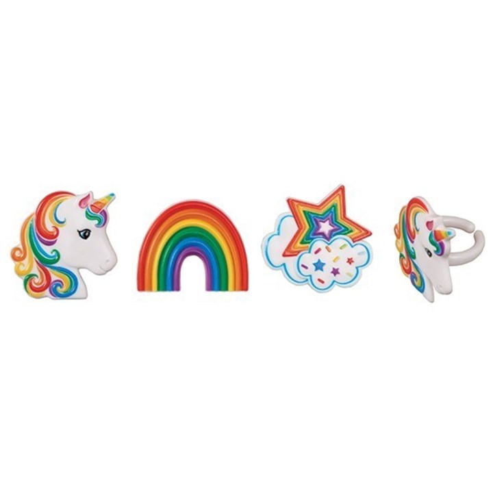 Rainbow & Unicorn Rings - 40mm - 6pk