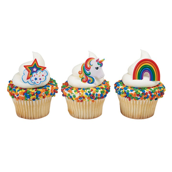 Rainbow & Unicorn Rings - 40mm - 6pk