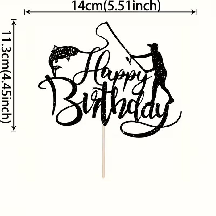 Happy Birthday Fishing Topper 4.5" x 5.5"
