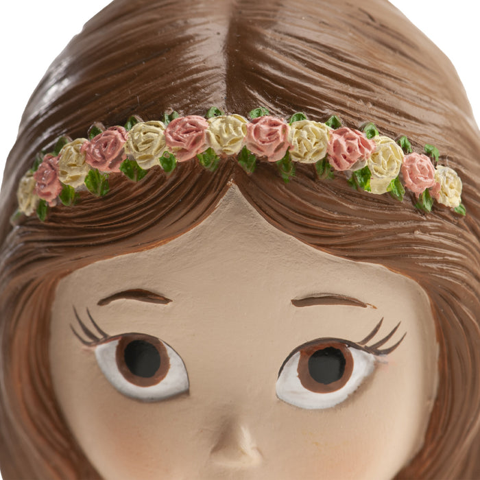 Dekora Resin Communion Girl - Pink Skirt Flowers  6"
