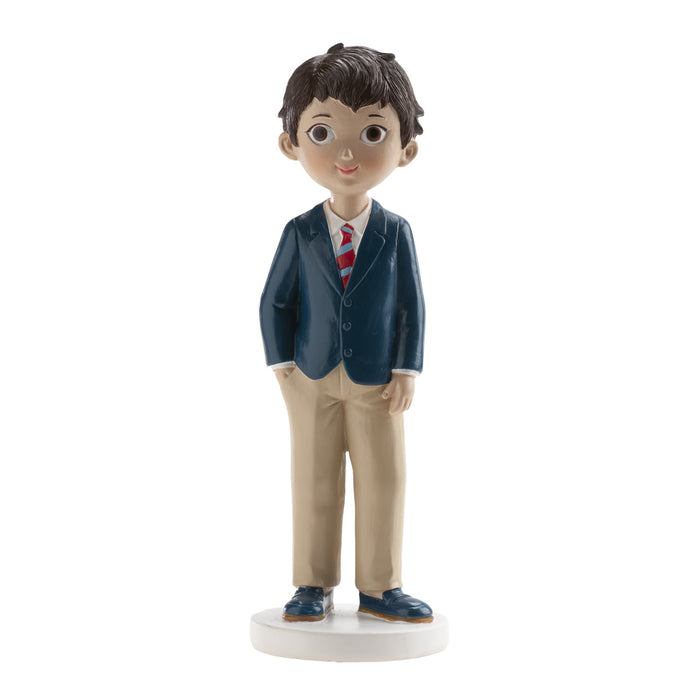 Dekora Resin Communion Boy - Blue Suit with Red Tie  6"