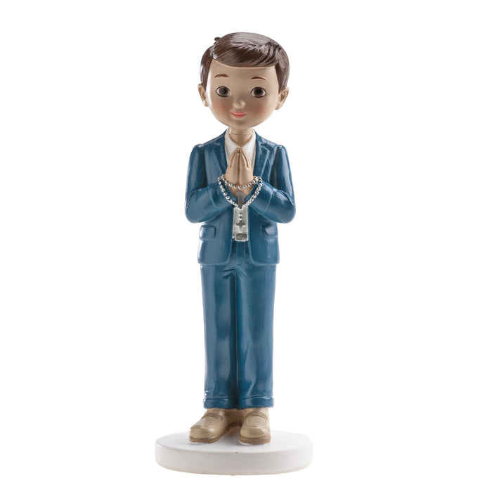Dekora Resin Communion Boy - Blue Suit with Beads  6"