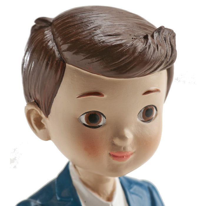 Dekora Resin Communion Boy - Blue Suit with Beads  6"