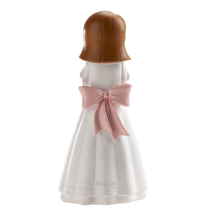 Dekora Resin Communion Girl - Rosary Pink Ribbon  6"
