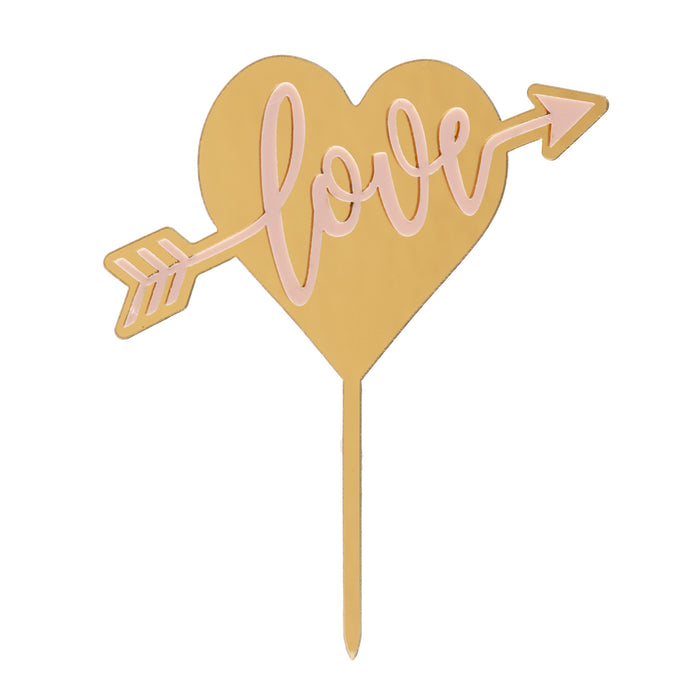 Gold and Pink Heart Topper 13cm x 11cm