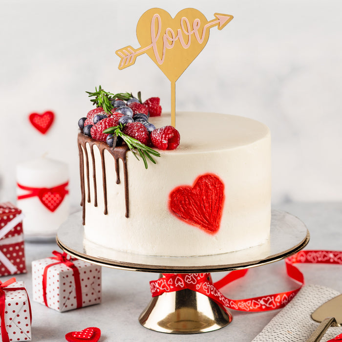 Gold and Pink Heart Topper 13cm x 11cm