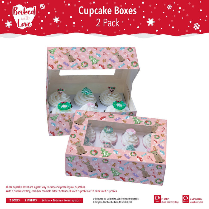 6 Cupcake Box - 2 pack - Magical Woodland