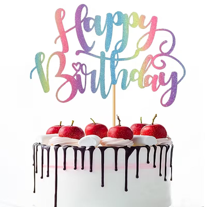 Happy Birthday Rainbow Topper 6.3" x 4"