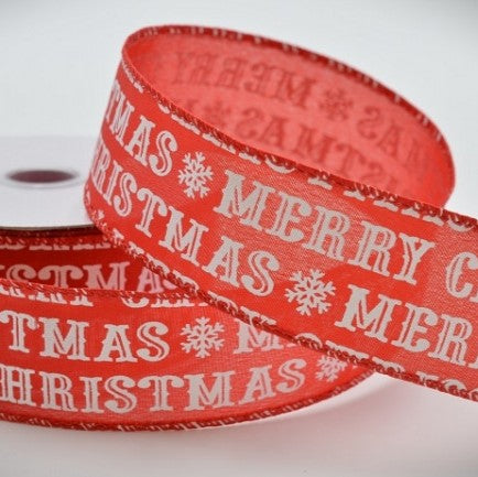Wired Red and White Merry Christmas 10mts 38mm
