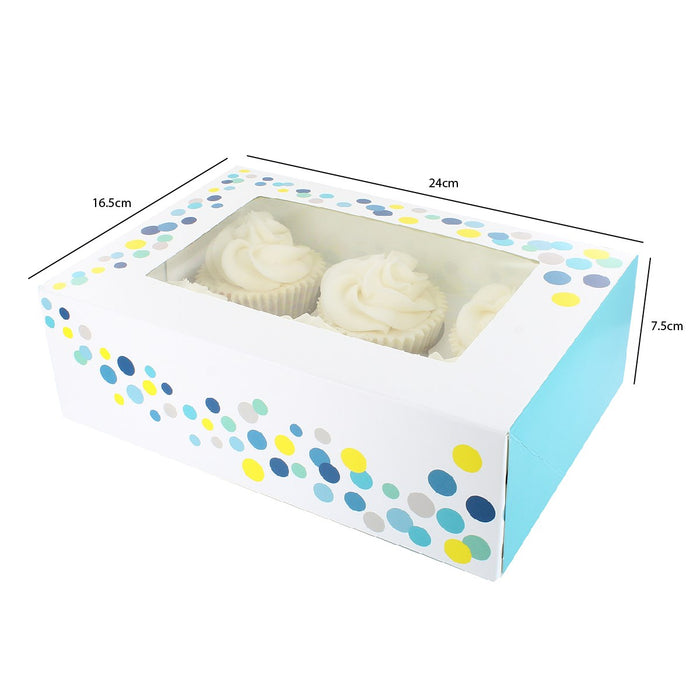 6 Full/Mini 12 Cupcake Box - Teal Confetti Twin Pack