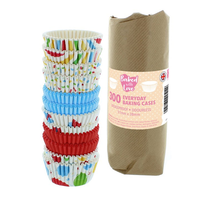 Baked with Love Birthday Baking Cases - 300 Pack