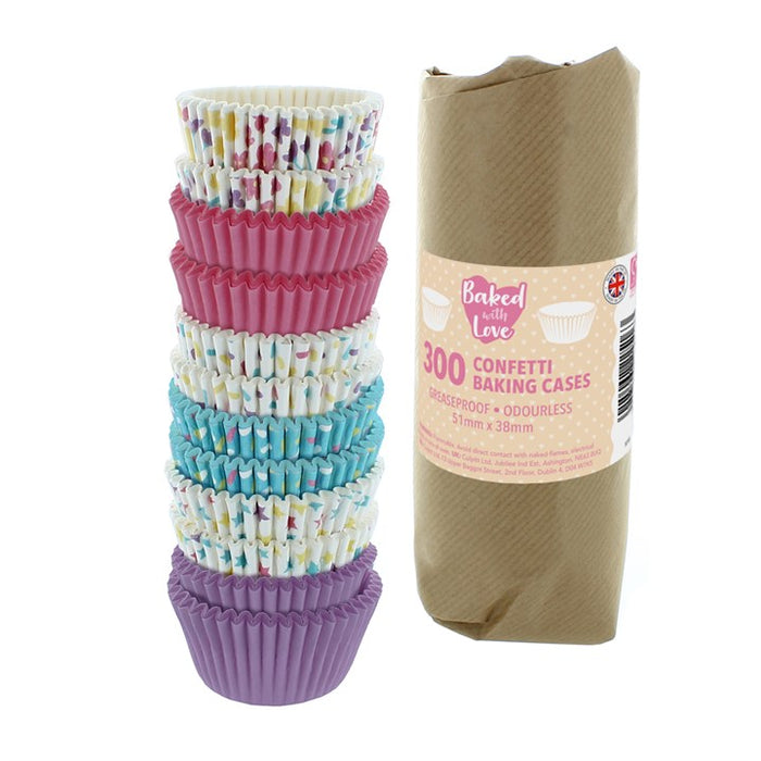 Baked with Love Confetti Baking Cases - 300 Pack