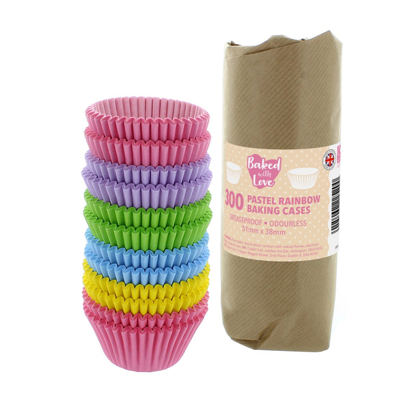 BWL- Pastel Rainbow Baking Cases - 300 Pack