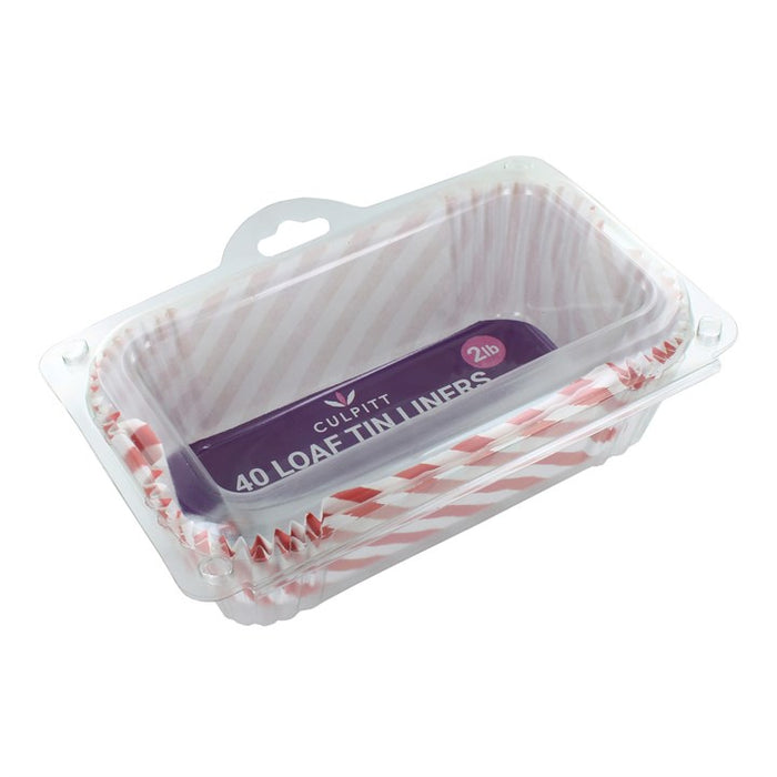 40 x 1lb Loaf Liners - Red Stripe