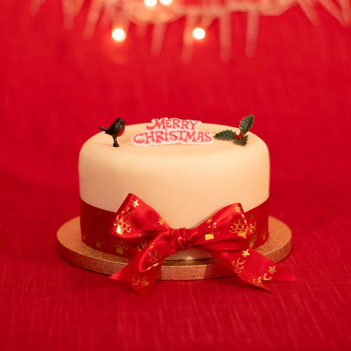 Cake Toppers - Holly, Robin & Motto - 25 Pack