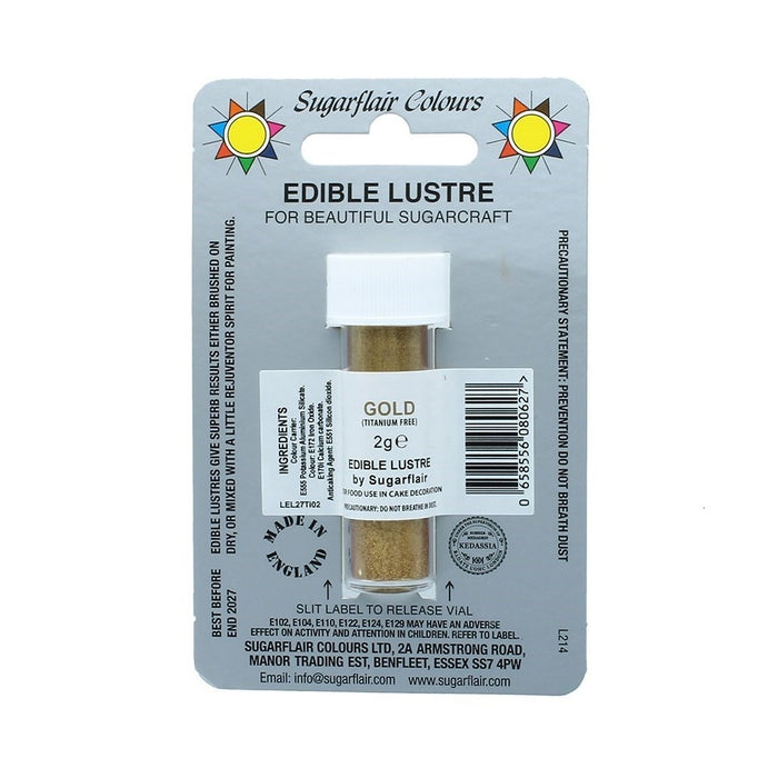 Sugarflair Edible Lustre Colour - Gold E171 FREE