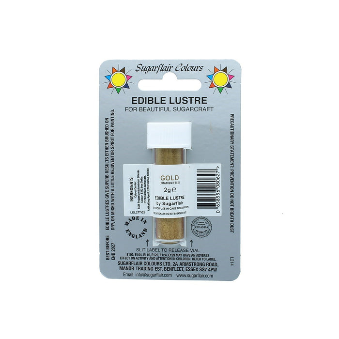 Sugarflair Edible Lustre Colour - Gold E171 FREE