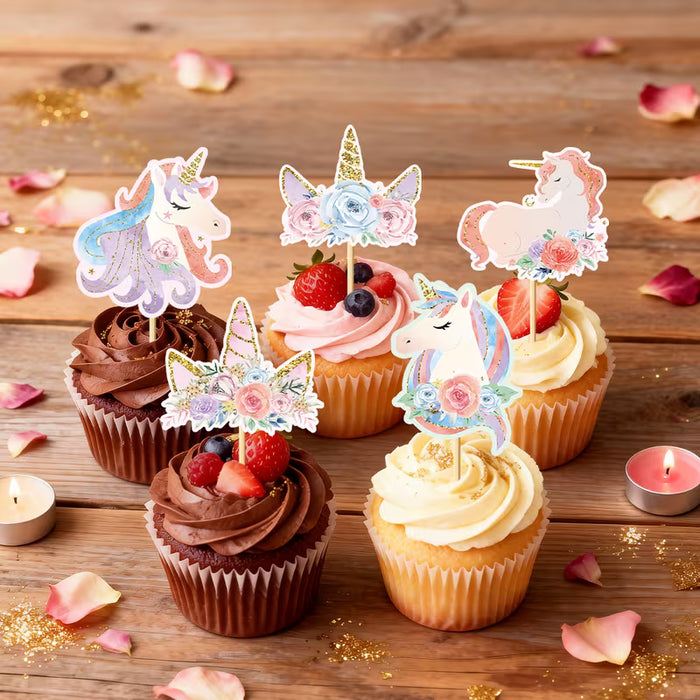 Unicorn Cupcake Toppers 6pc