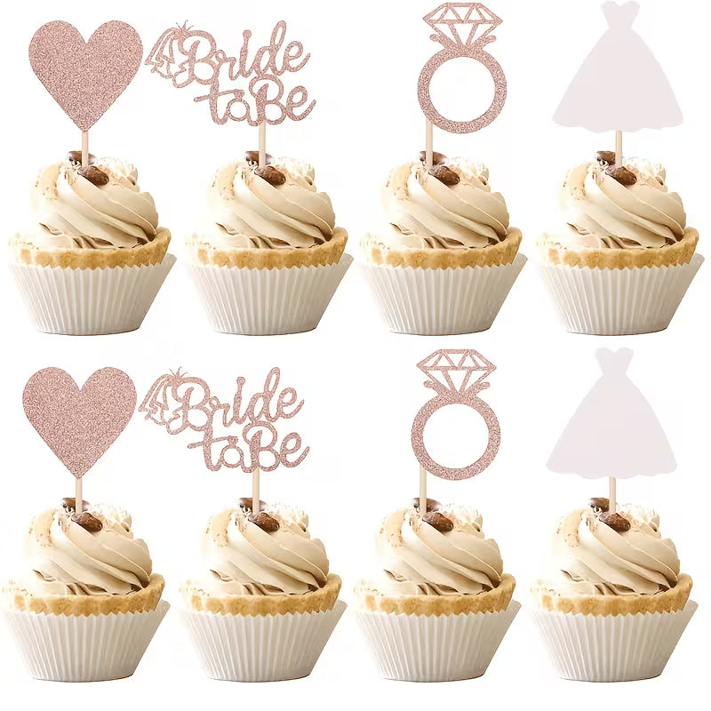 Cupcake "Bride to be" Toppers 8pc