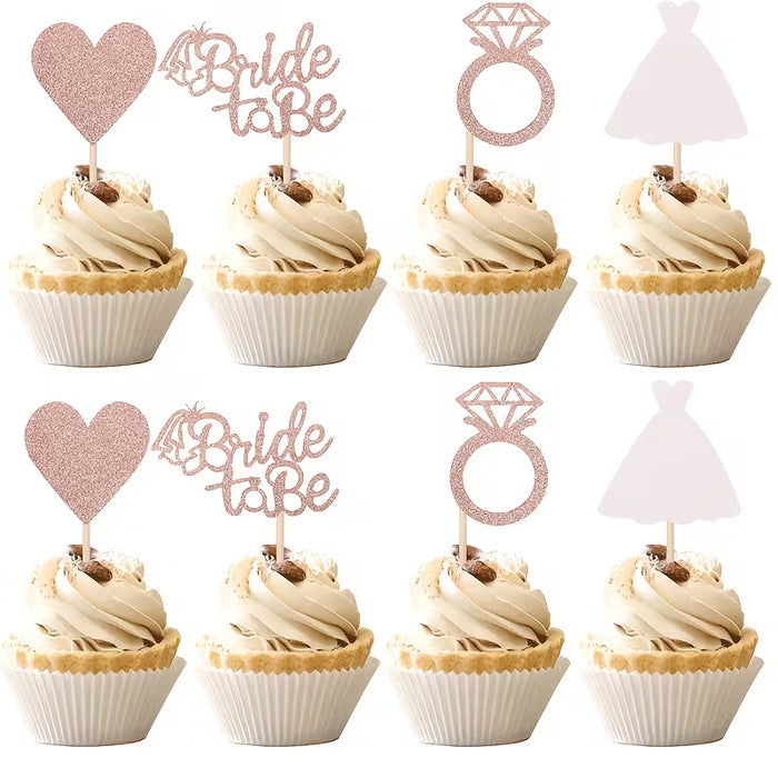 Cupcake "Bride to be" Toppers 8pc