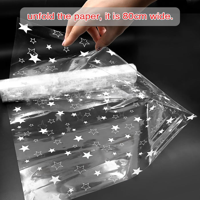 Food Safe Cellophane Roll Stars - 80cm x 30m