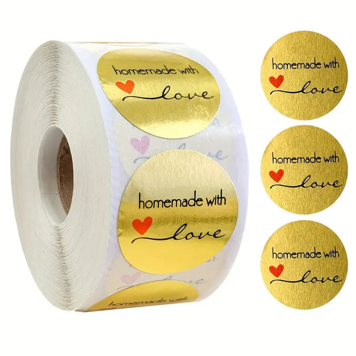 Baked With Love & Homemade Stickers 500 roll