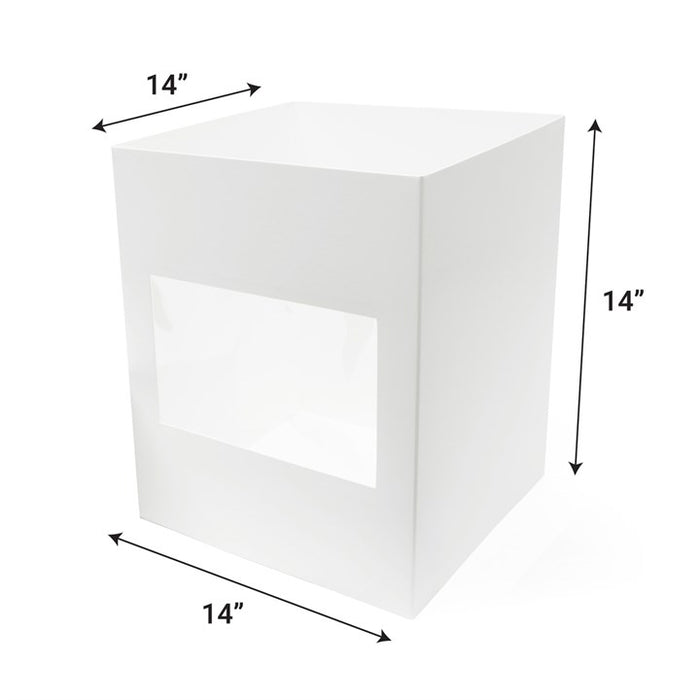 14x14x14" Tall White Cake Box with Front Window