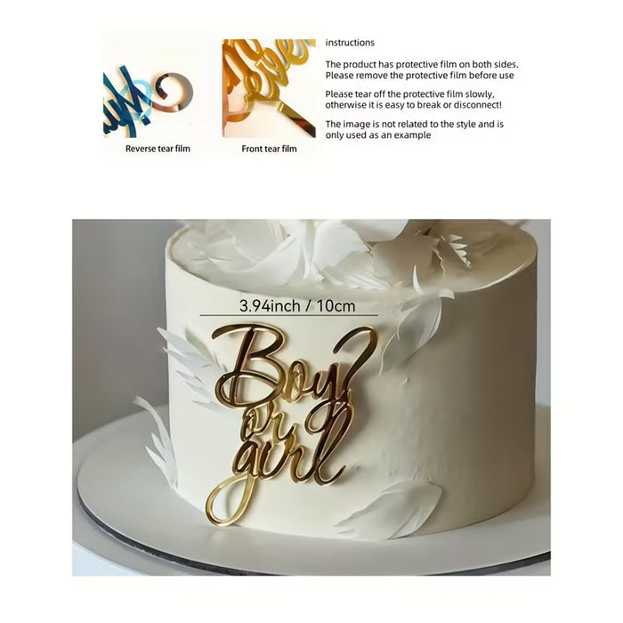 Side Topper "Boy or Girl" Gold Acrylic