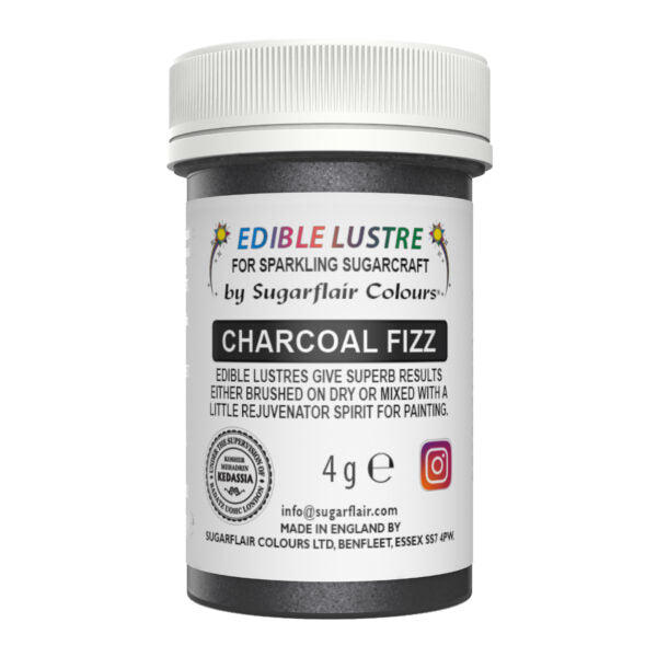 Sugarflair Lustre Dust – Charcoal Fizz (E171 Free) 4g
