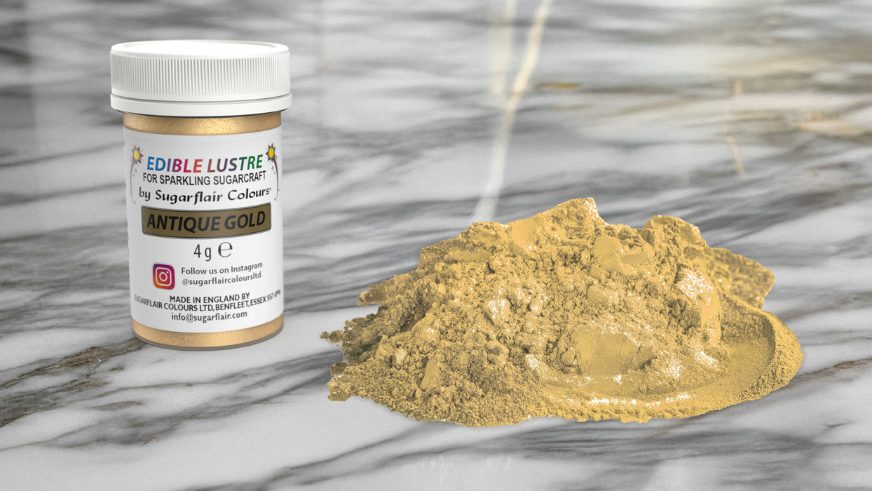 Sugarflair Edible Lustre Dust - Antique Gold E171 Free 4g